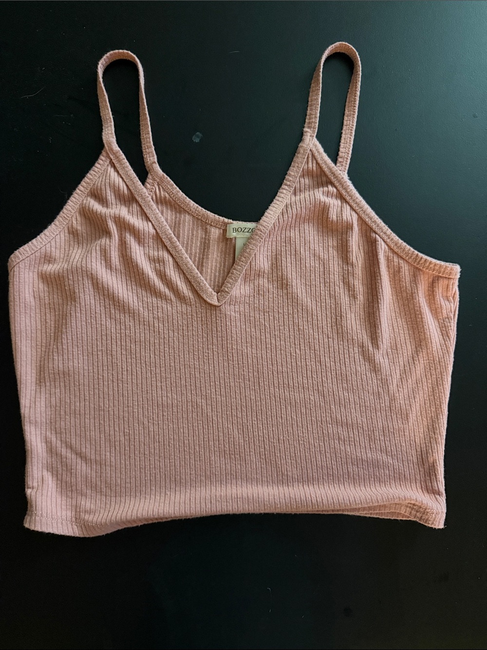 Bozzolo Blush Ribbed V-Neck Cropped Tank